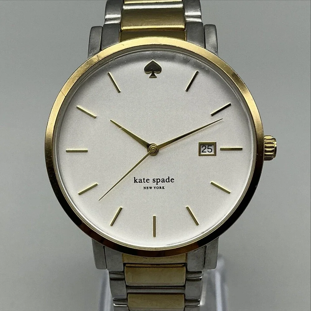 Kate Spade Womens Watch 38mm Two Tone Stainless Date New Battery 6.75